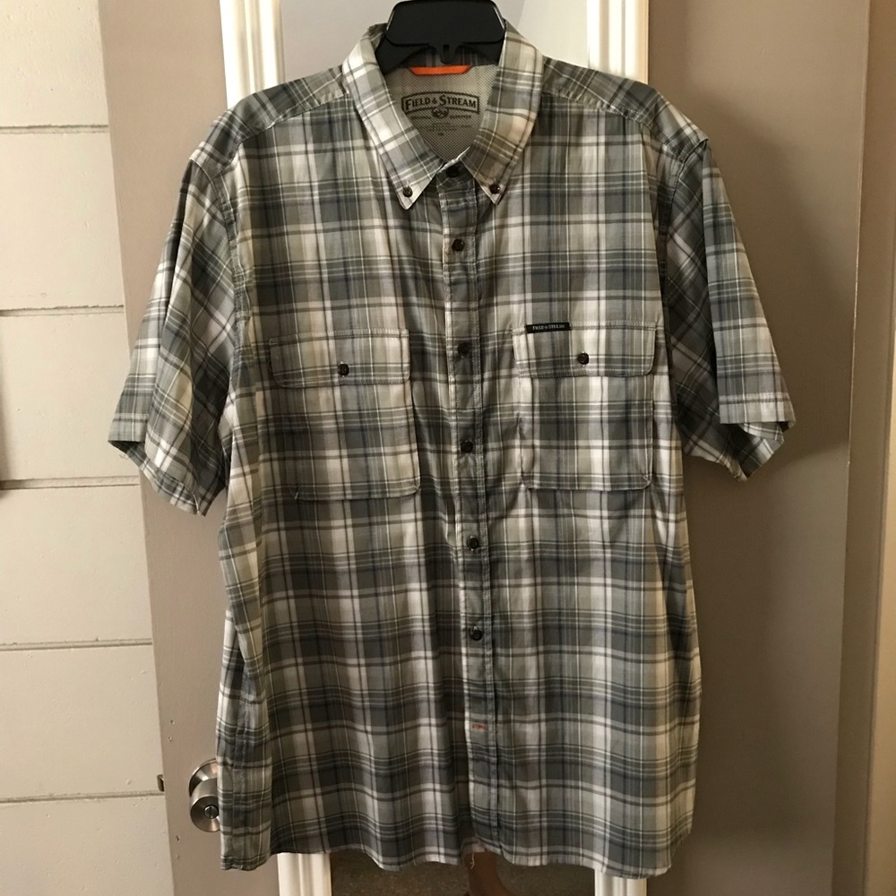F&S Green & White Plaid, Fishing Button Down Shirt